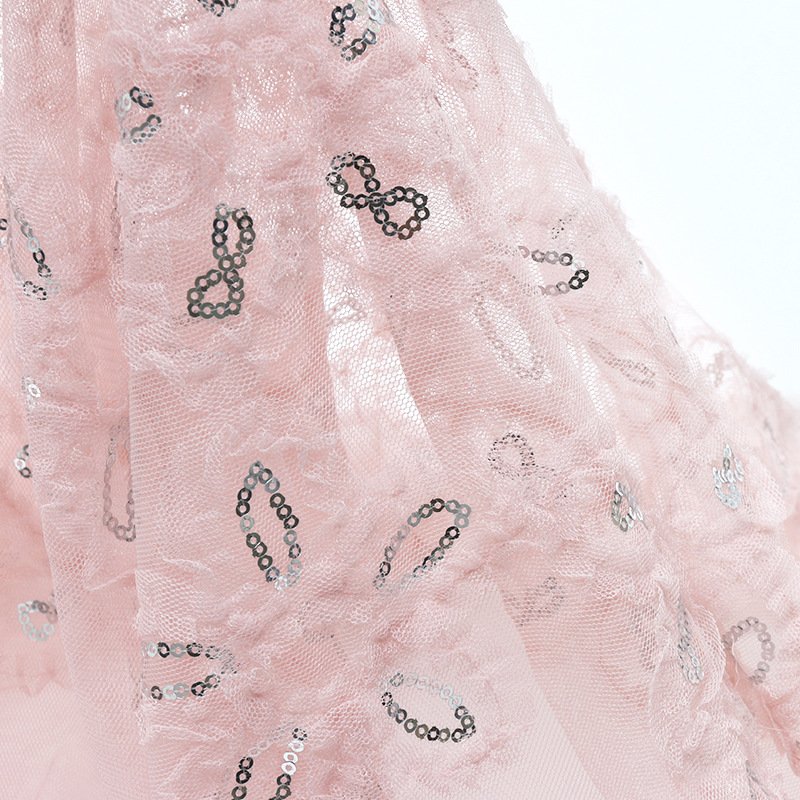 Dress Eyelet Sequin Polyester Lace Fabric for Women's Wear Wholesale S 6